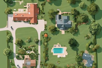 draw and render architectural site plan, rv park, property