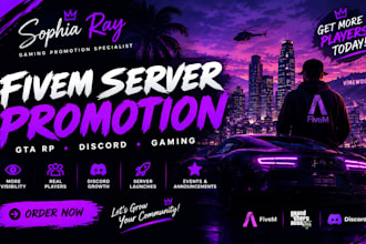 fivem server promotion, dayz, rust, minecraft, discord server promotion