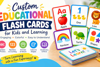 design custom educational flash cards for kids and learning