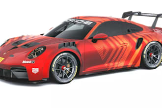 design 3d vehicle wrap, hyper car render for commercial racing, ct racing, ue5