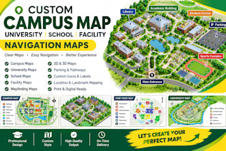 create custom campus map, facility map university map and school navigation map
