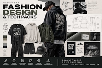 design menswear clothing collections with graphics and factory ready tech packsd