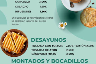 design an editable restaurant menu or flyer using canva