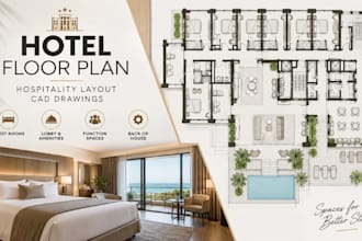 design hotel floor plan, hospitality layout cad drawings