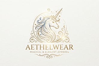 design a magical and elegant unicorn logo for your brand