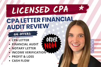 prepare US CPA letter write notary letter do financial statement audit review