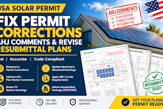 fix USA solar permit corrections, ahj comments and revise resubmittal plans