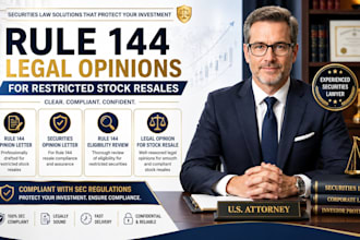 draft a professional rule 144 opinion letter for restricted stock
