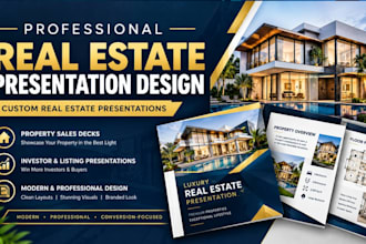 design real estate brochure, pitch deck, company profile, presentation design