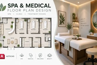 design spa, medical layouts, treatment room floor plan autocad drawings
