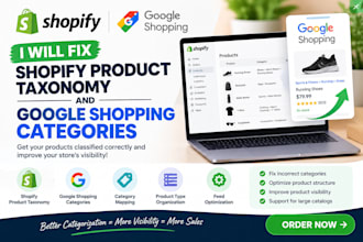 fix shopify product taxonomy and google shopping categories