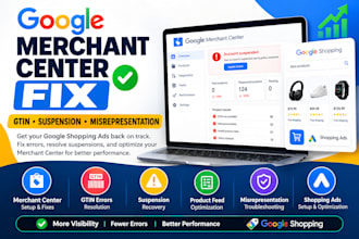setup shopping ads fix gmc suspension google merchant misrepresentation