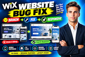 fix wix mobile responsiveness, website bugs, broken features and layout issues