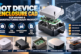 design iot device enclosure cad, pcb housing and manufacturing ready product