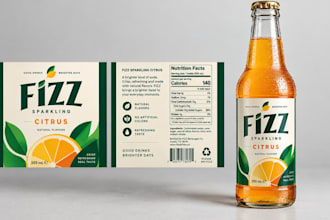 design custom soda bottle labels and packaging for soft drink products