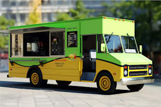 design 3d food truck restaurant food stall kiosk pizza tradeshow booth container
