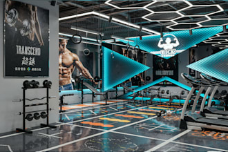 design 3d gym interior and fitness center rendering