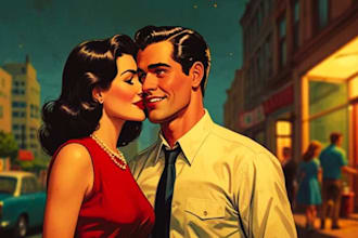 draw retro vintage comic art, comic book cover, pulp illustration