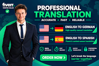 translate english to spanish and german professionally