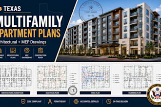 design texas multifamily apartment, architectural plan, mep engineering drawings
