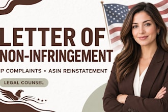 be your virtual legal counsel for your amazon letter of non infringement