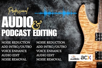 do audio editing, video podcast, noise reduction, intro outro, audio cleanup