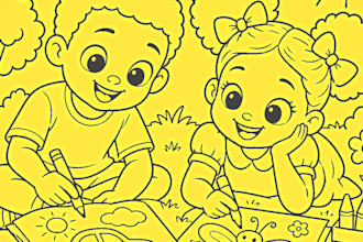 children kids coloring page and illustrate picture coloring book