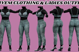 design custom fivem clothing, vrchat outfit, ladies wears, ped outfit for server