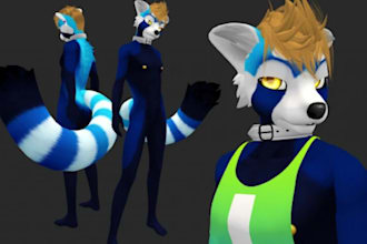 do custom vrchat avatar, furry avatar, nsfw avatar and 3d vtuber model