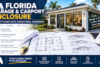 florida mep garage carport enclosure permit plans structural drawings site plan