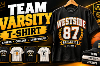 create team varsity t shirt designs for sports and apparel