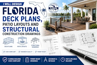 design florida deck plans, patio layouts and structural construction drawings