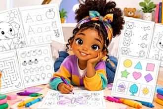 create kids activity books, coloring pages and worksheets