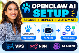 setup, fix, secure and deploy openclaw ai agent on vps with n8n automation