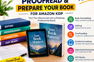 format, edit, proofread, and prepare your book for KDP