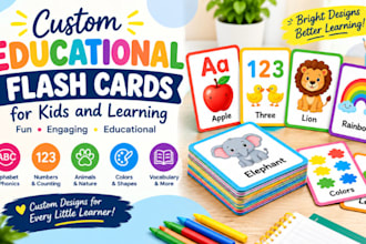 design custom educational flash cards for kids and learning