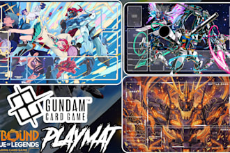 design custom tcg playmat, gundam, mtg, yugioh, pokemon, anime art, board game