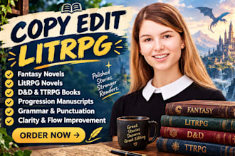 copy edit fantasy and litrpg novel dnd ttrpg and progression manuscript