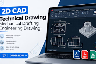 2d cad technical drawing, 3d cad design mechanical drafting, engineering drawing