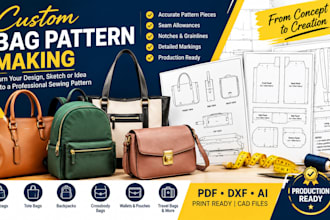 design professional cad sewing patterns for your custom bags