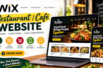 design a wix restaurant website with online ordering and table booking