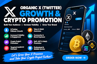 do fast organic growth for twitter x followers and crypto promotion