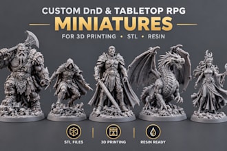 sculpt custom dnd and tabletop rpg miniatures for 3d printing, stl and resin
