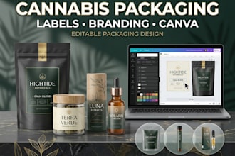 design cannabis packaging, labels, branding in canva