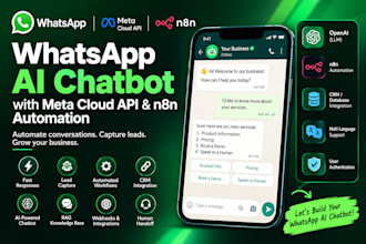 build whatsapp ai chatbot with meta cloud API, n8n automation, CRM integrations