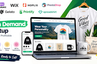 create shopify woocommerce printful gelato printify spreadshirt website design