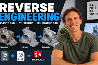 reverse engineer parts, 3d cad model, scan to cad, stl to step, solidworks cad