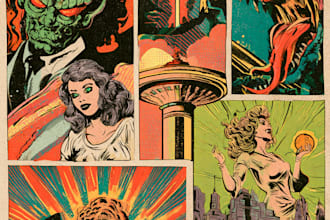 striking retro illustration with vintage comic style