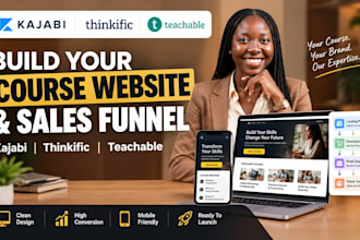 build kajabi thinkific teachable online course website sales funnel