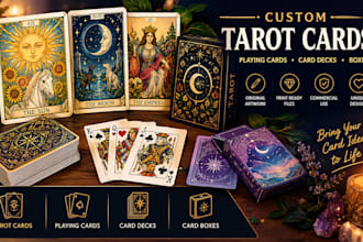 design custom tarot cards, playing cards, card decks
